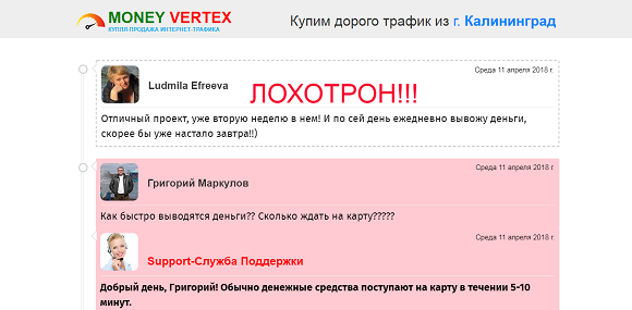 MONEY VERTEX. Ваш доход от 30 000 рублей в день на продаже интернет трафика-отзывы о лохотроне