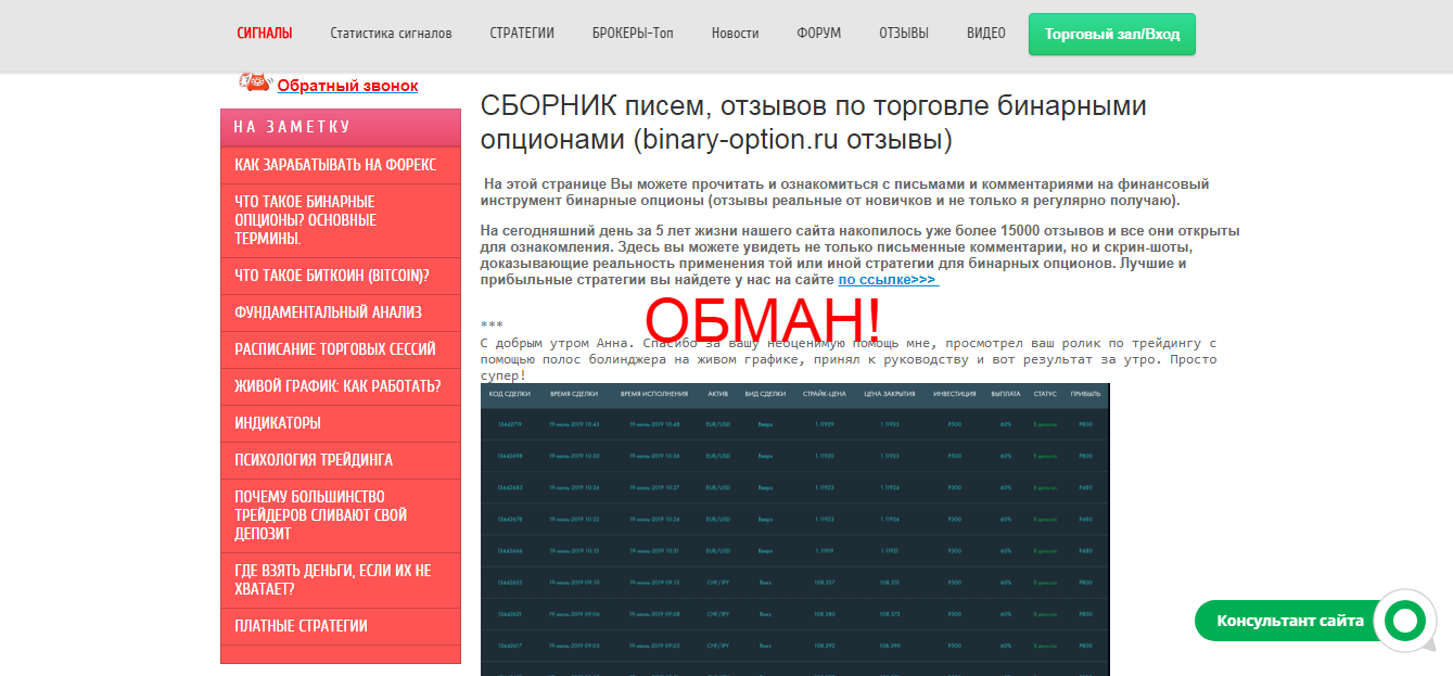 Binary-option.ru и Анна Андреевна - отзывы и обзор сайта