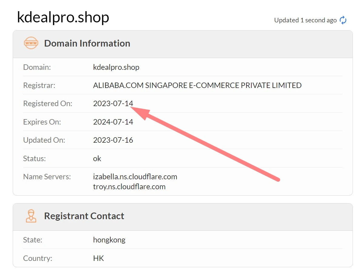 Регистрационные данные домена Kdealpro.shop