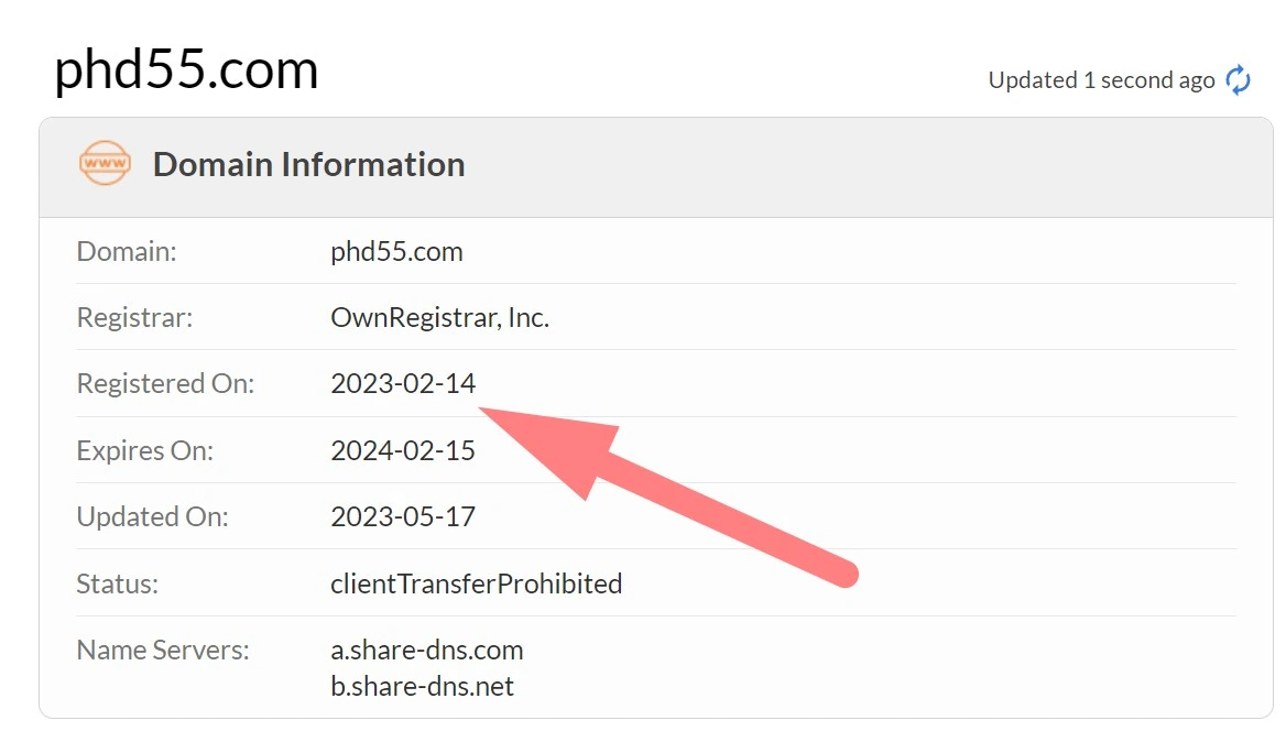 Регистрационные данные домена phd55.com