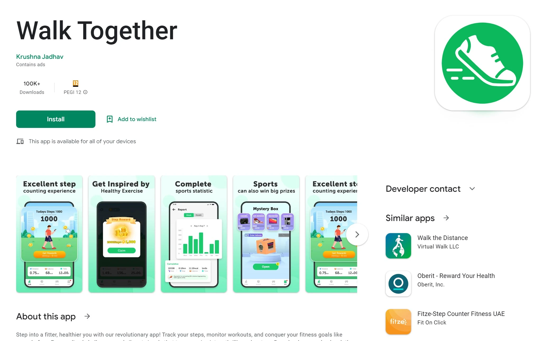 Официальная страница игры Walk Together в Google Play