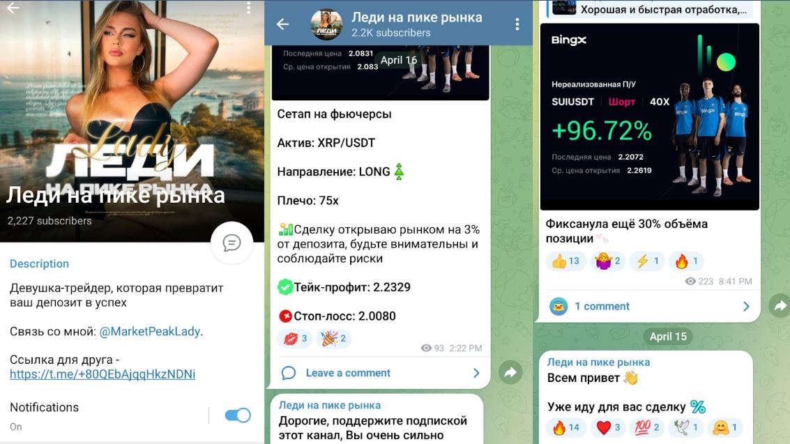 Телеграм-канал Леди на пике рынка – описание и отзывы